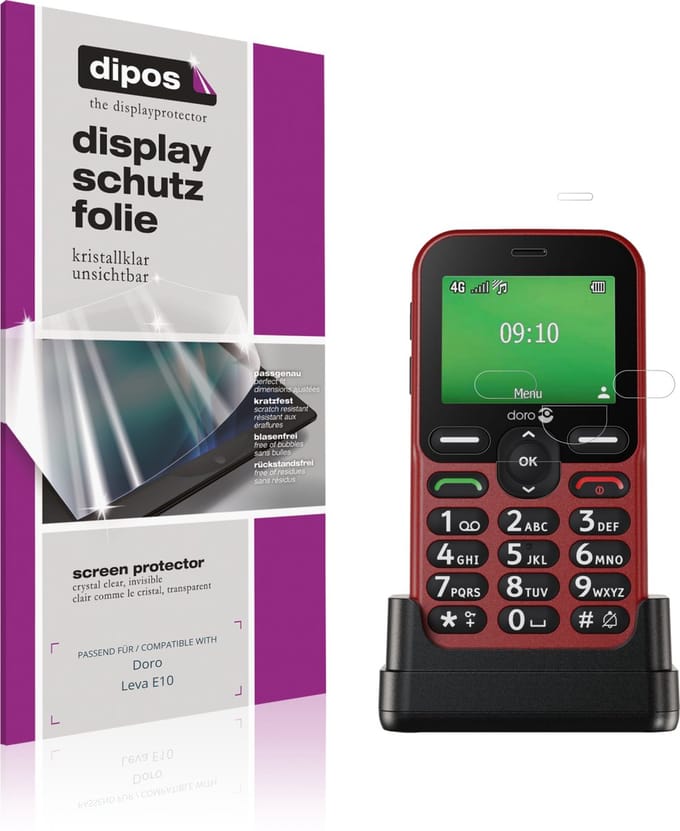 dipos – 4x Beschermfolie geschikt voor Doro Leva E10 | Krasbestendige & heldere Screenprotector Ultra-Thin