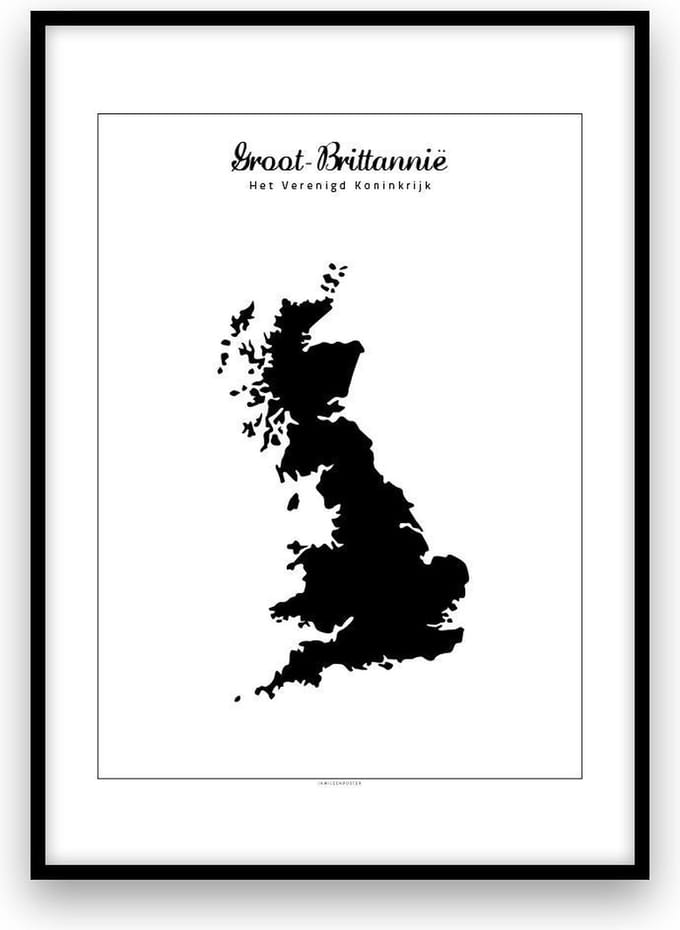 Groot-Brittannië landposter - Zwart-wit