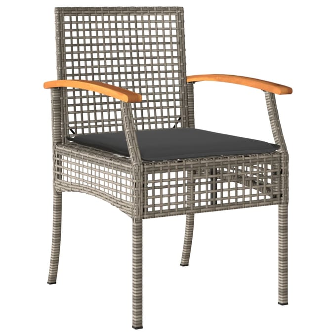 vidaXL - 7-delige - Tuinset - met - kussens - poly - rattan - grijs