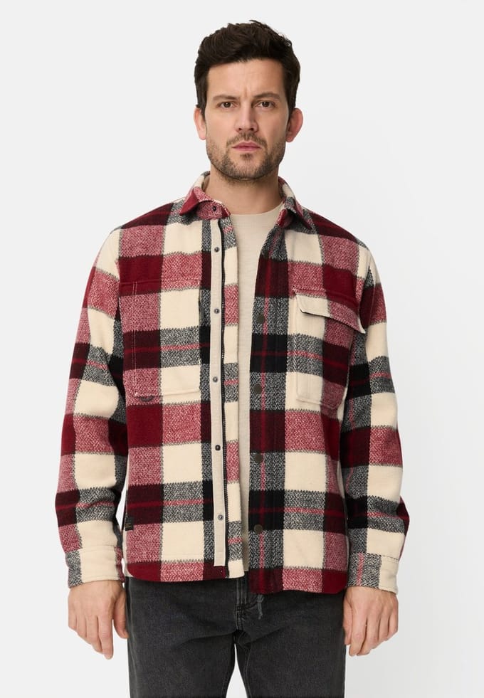 camel active Overshirt met zijzakken - Maat menswear-L - Amberrood
