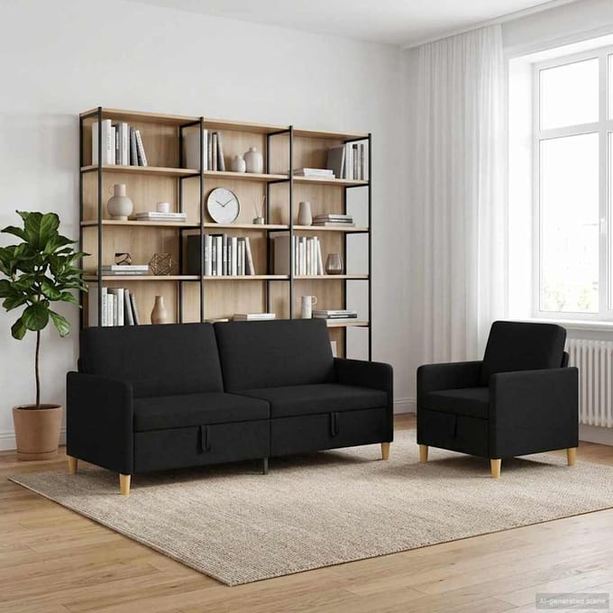 vidaXL - Sofa - Set - Met - Opslag - 2 - st - Zwart - Polyester
