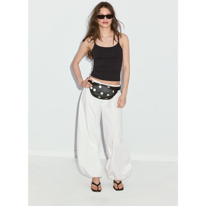 Stradivarius B07 Ribgebreide top met bandjes  Zwart M