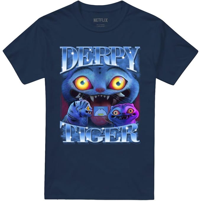 K-Pop Demon Hunters Unisex Volwassen Derpy Tiger T-Shirt (Navy)
