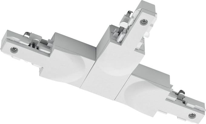 Spanningsrail Doorverbinder - DUOLINE - T Connector - Aarde Links - 2 Fase - Mat Wit