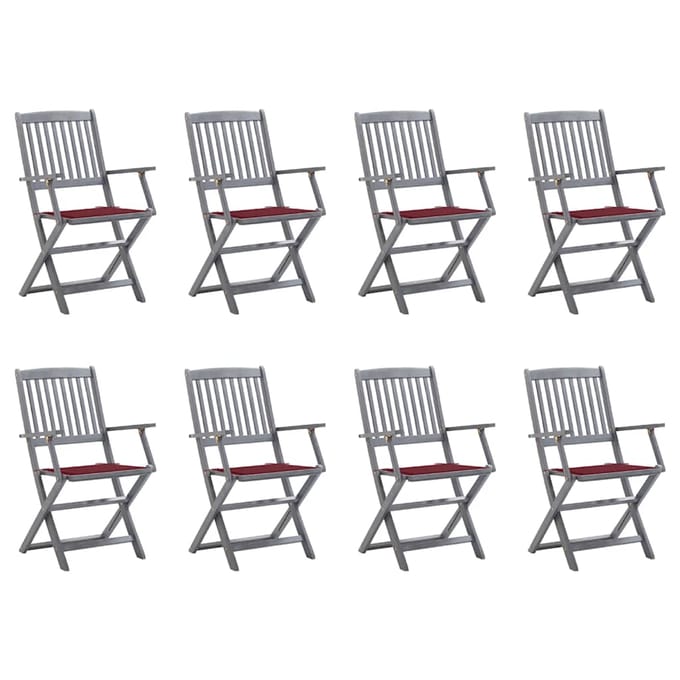 vidaXL - Inklapbare - stoelen - 8 - st - met - kussens - massief - acaciahout