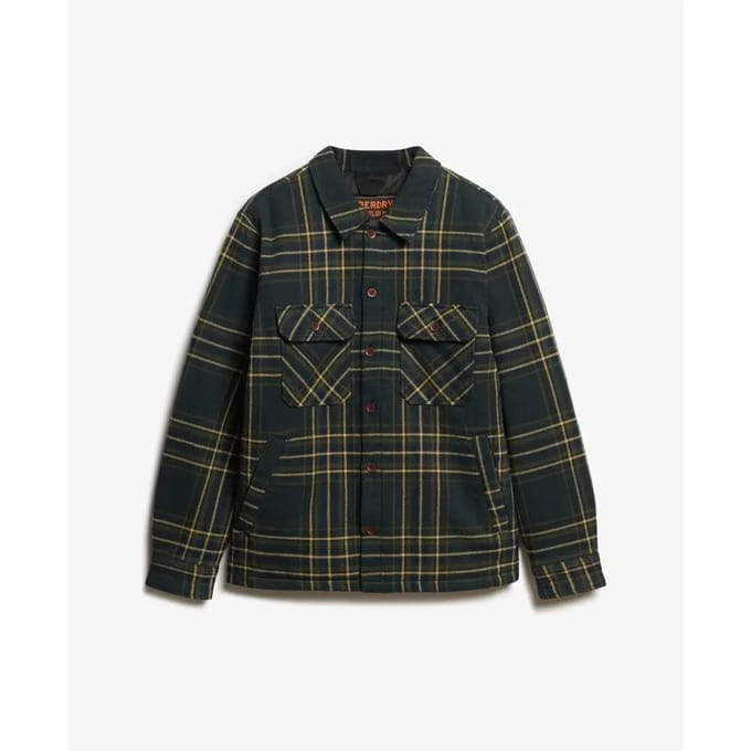 Superdry Overhemd Surplus Check Quilt Overshirt M4010902a Navy Check Mannen Maat - M