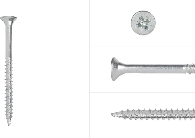 Wovar Spaanplaatschroeven Verzinkt 6 x 60 mm Pozidrive Deeldraad | Doos 100 Stuks