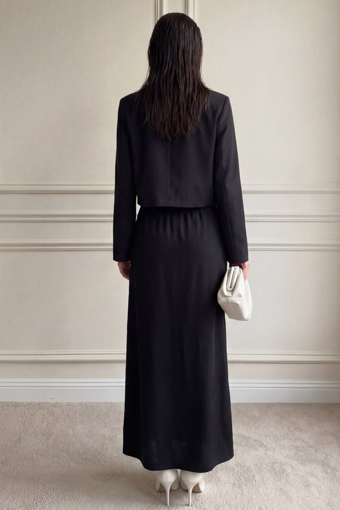 Langsleeve Knoop Shirt & Maxi Rok Twee Delige Set