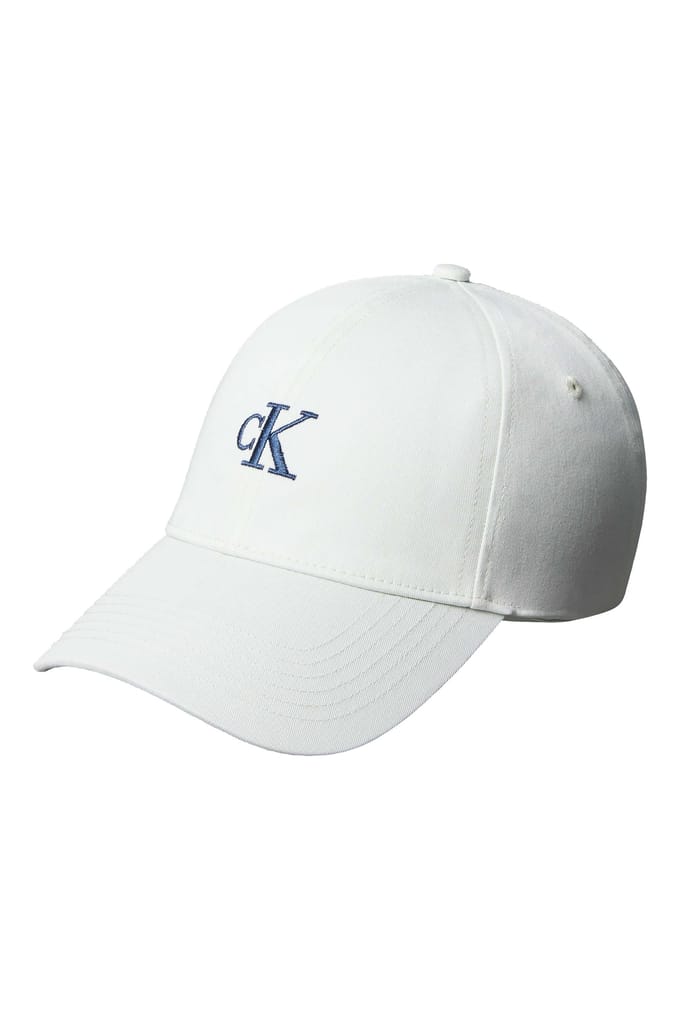 Calvin Klein Monogram Embroidery Cap Whispering Blue W/contrast Logo Maat: OS | Hoeden Outlet | Dames | Wit