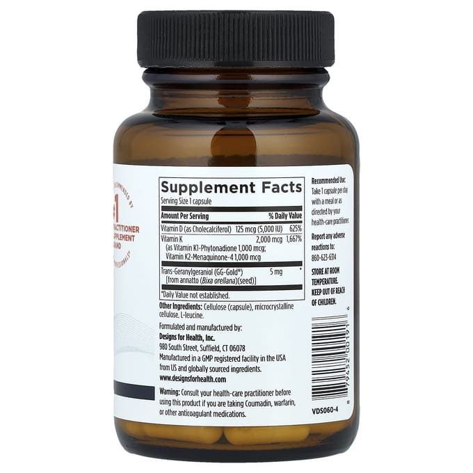 Vitamin D Supreme, D3 + Vitamine K1, K2, 60 Veggie Capsules