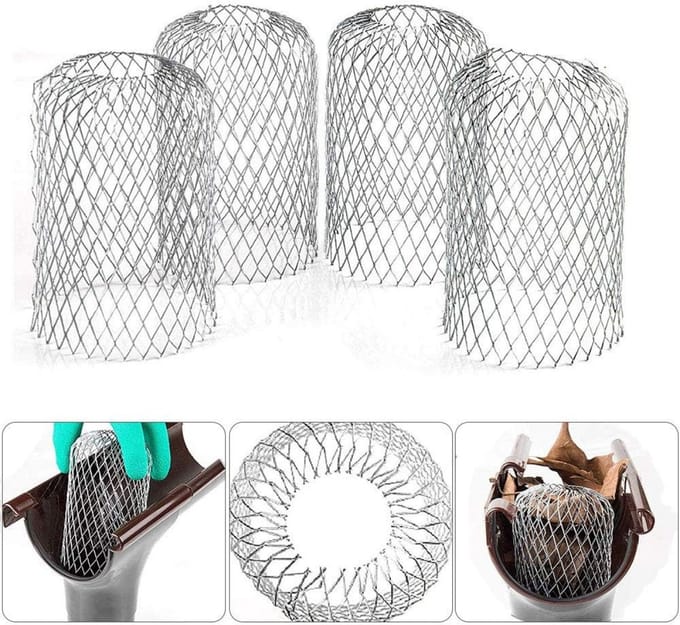 Flexibel aluminium dakgootfilter - Diameter 8 cm - Gaasbladfilter - Beschermt dakgoten tegen dakbladeren - 4 stuks
