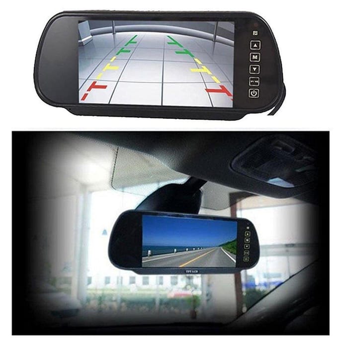Moniteur de rétroviseur 7 pouces avec commutation automatique de caméra de recul, Télécommande, Boutons tactiles, Écran TFT/LCD, RM700H gray