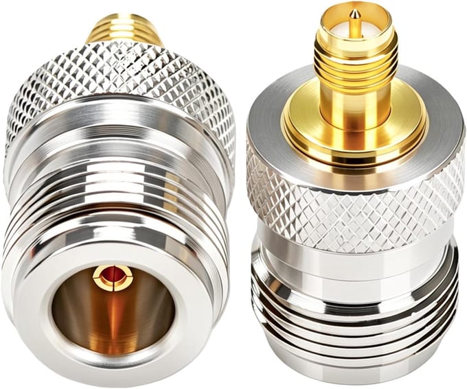 Adapter Set - RF Connectoren - Antenne Verlenging - N Naar RP-SMA - 2 Stuks - Zilverkleurig