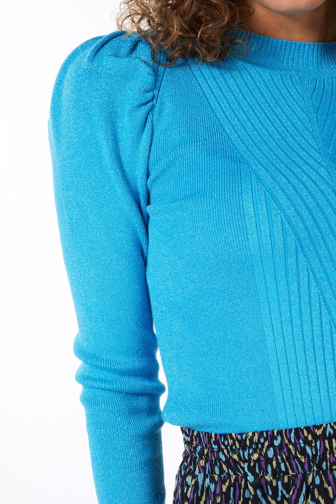 EsQualo Sweater Turtle Neck Lurex Petrol Taglia: S | Maglioni a maglia Outlet | Donna