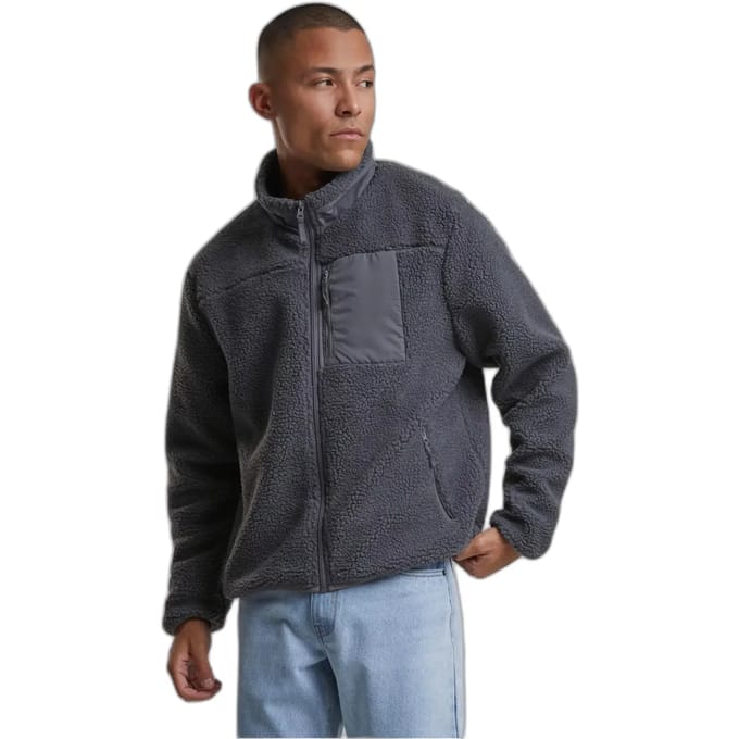 Urban Classics - Teddy With Stand Up Collar Jacket - L - Grijs