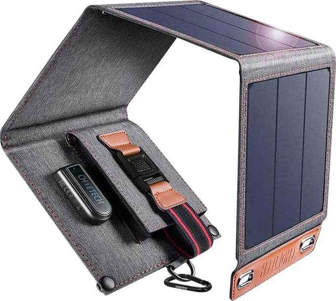 Choetech opvouwbaar zonnepaneel oplader USB-A waterproof 14W solar reislader outdoor - Grijs