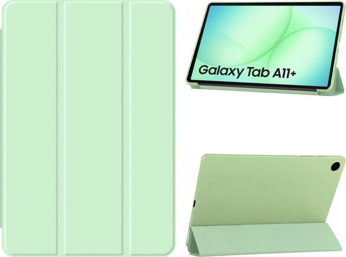 Arara Hoes Geschikt voor Samsung Galaxy Tab A11 Plus - Tri-Fold bookcase met auto/wake functie - Groen