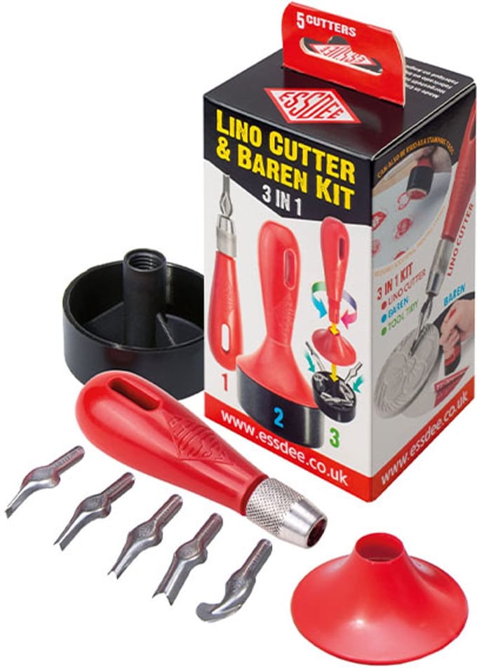 Lino Cutter & Baren Kit 3 in 1 - 5 cutters