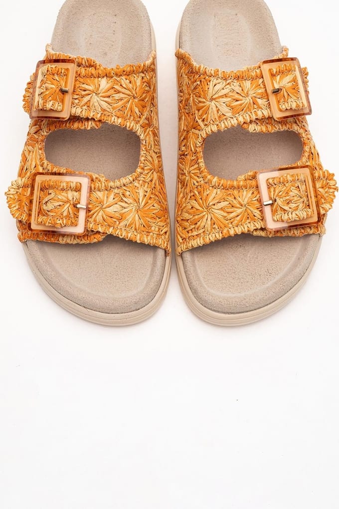 Milana Leer Double‑Strap Sandaal (Women)
