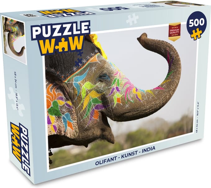 Puzzel Olifant - Kunst - India - Legpuzzel - Puzzel 500 stukjes