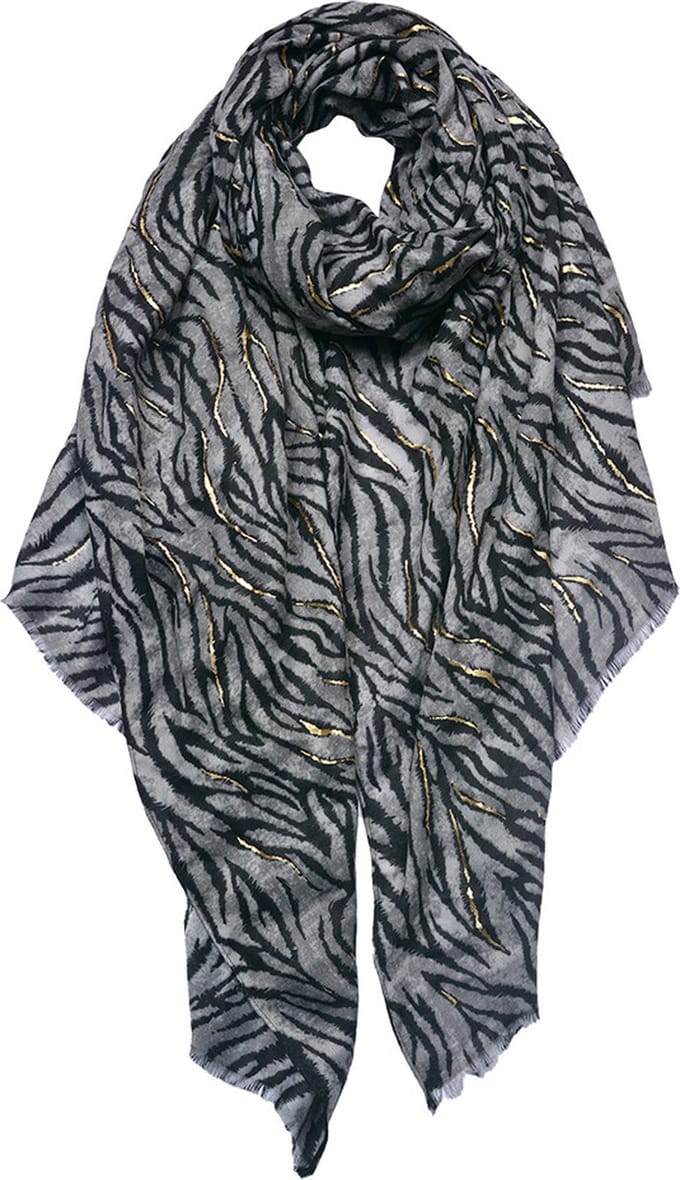 Juleeze Sjaal Dames Print 90x180 cm Zwart Wit Synthetisch