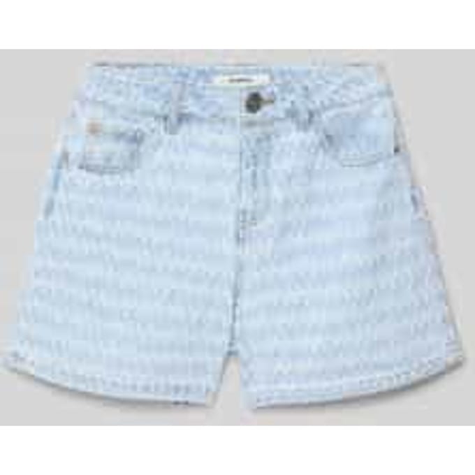 Korte jeans in destroyed-look met labeldetail