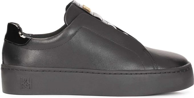 Ladies’ comfortable black grain leather sneakers