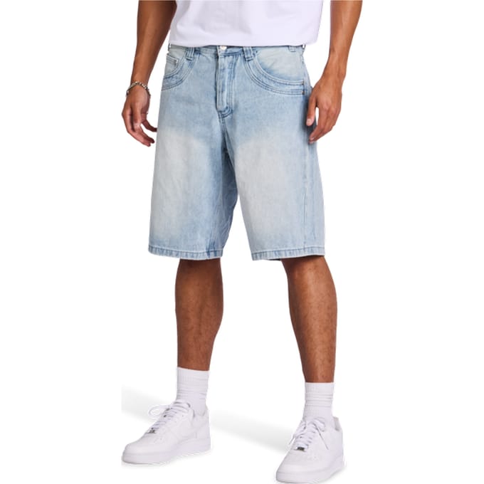 Project X Paris Drop Denim Double P Korte Broeken Heren - Blauw - Maat M - Katoen Keperbinding