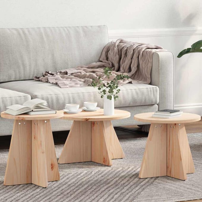 vidaXL - Salontafel - 3 - st - Naturel - 49 - x - 49 - x - 30 - cm