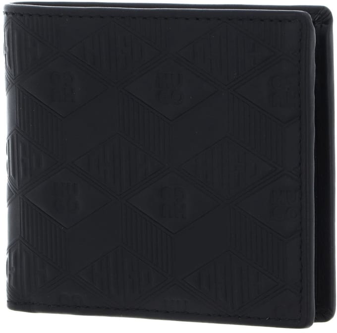 HUGO Leren Portemonnee Ethon Hi M 4 Cc Coin Wallet Black Zwart
