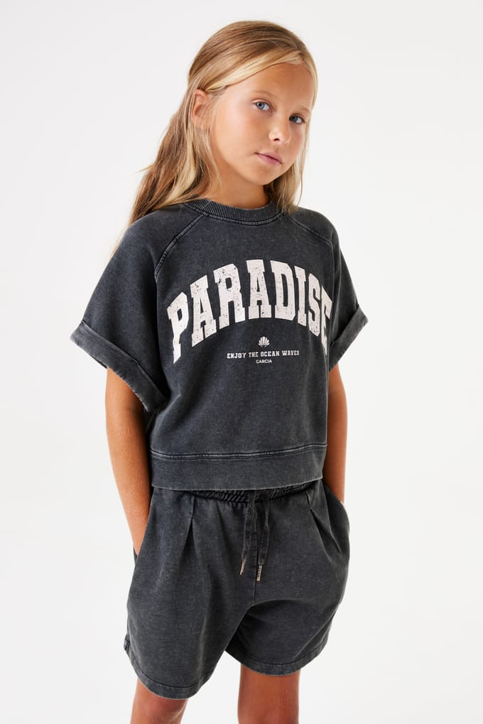 Regular fit sweatshorts in denimlook