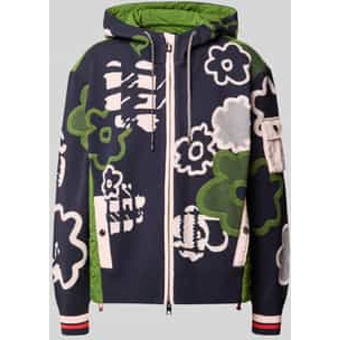 Regular fit jack met all-over stitching met bloemen allover