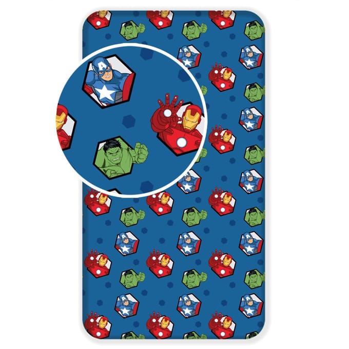 Marvel Avengers Hoeslaken - Eenpersoons - 90 x 200 cm - Blauw