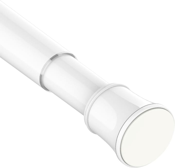 Famanu - Uitschuifbare douchegordijnstang 170-260 cm wit, telescopische spanstang zonder boren