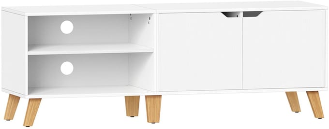 Hoppa! Tv-Meubel - Wit - Spaanplaat - 40 x 140 x 50 cm (B x D x H)