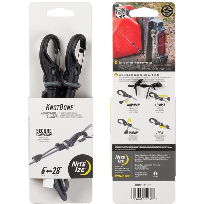 Nite Ize KnotBone Bungee Spanhaak Zwart 71CM