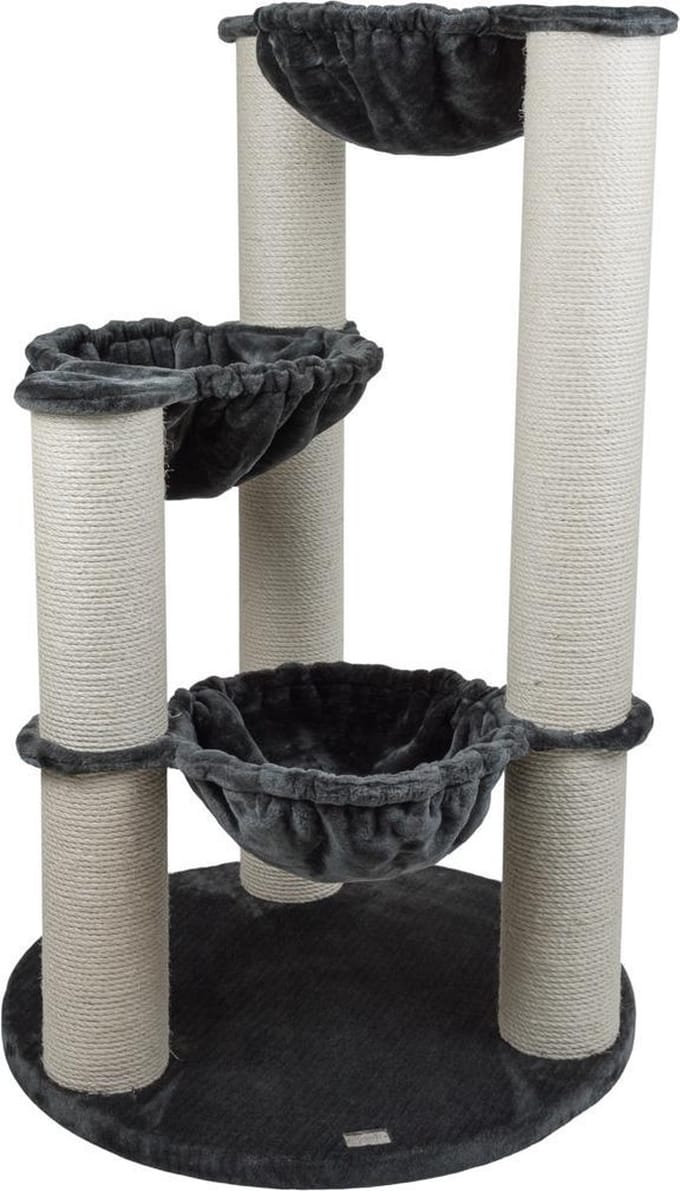 Quapas - kattenkrabpaal Phoenix - Topkwaliteit - donkergrijs - extra stevig - 3 hangmatten XXL 128cm