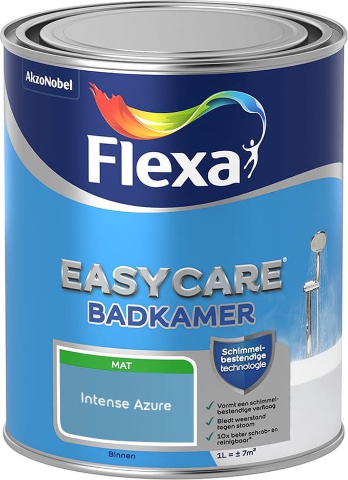 Flexa - Easycare Badkamer - Intense Azure - Mengverf - 1 L