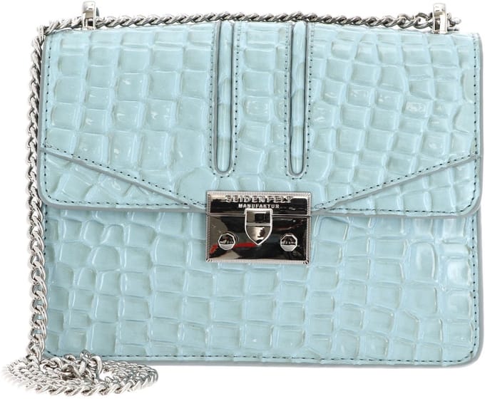 SEIDENFELT MANUFAKTUR Avondtas Schoudertas Roros Croco Print Ice Blue Lichtblauw