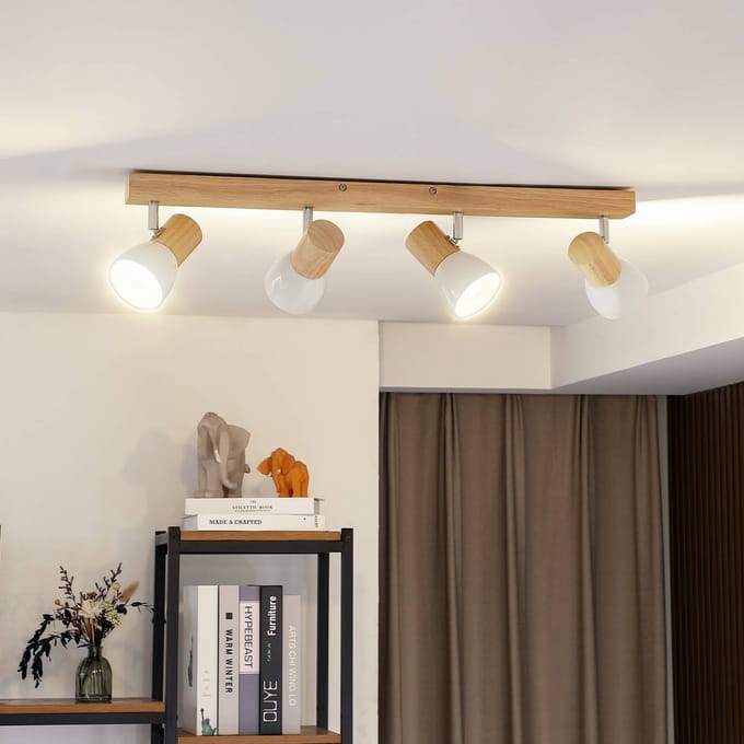 Lindby - buitenspot - 4lichts - Hout, metaal - H: 17 cm - E14 - licht hout, wit