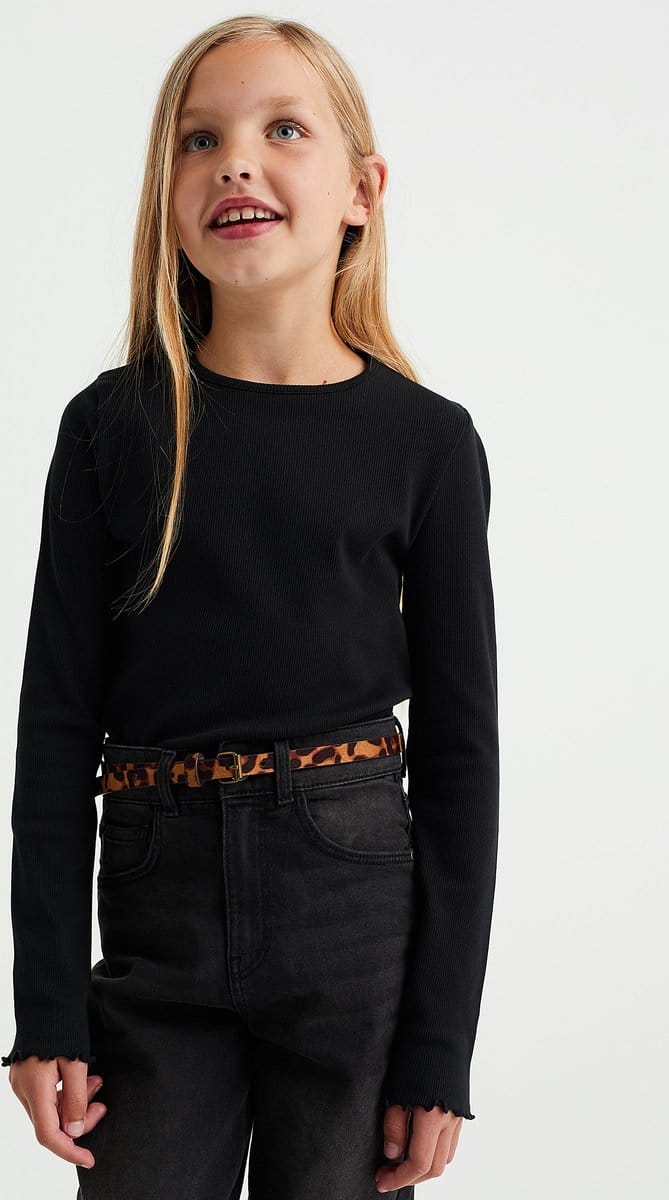 WE Fashion Meisjes T-shirt van ribstof