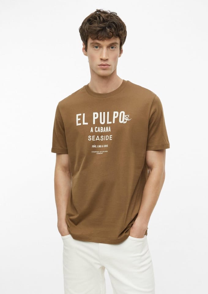 Zachte katoenen T-shirt met frontprint en geribbelde rand s.Oliver