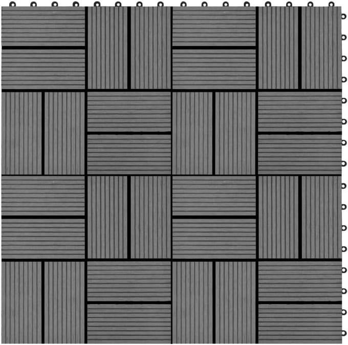 Terrastegels WPC - Composiet Tegels - Buiten Vloeren - Snelkoppelingssysteem - 1 m² - Grijs