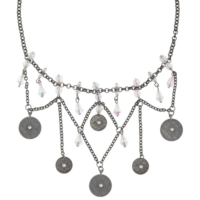 Behave – Ketting met iriserende kralen – Antiek zilverkleur boho look