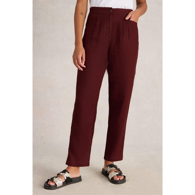 White Stuff Rowena Linen Trouser Dark Red Taglia: 24 REGULAR | Pantaloni Outlet | Donna | Bianco
