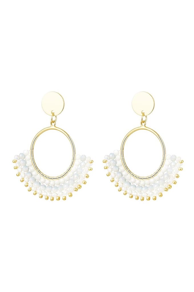 Oorbellen - Oorhangers - Waaier - Wit