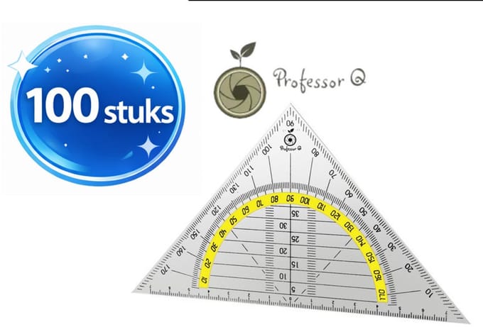 Professor Q - Geodriehoek - Transparant - 14 cm - 100 stuks