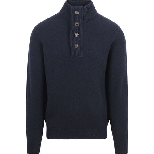 Barbour Trui Wol Patch Navy - Maat S - Heren - Quarter zip
