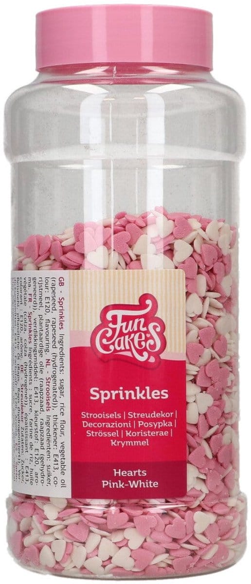 FunCakes Suikerdecoraties - Hartjes Roze-Wit - 450g - Eetbare Taartdecoratie