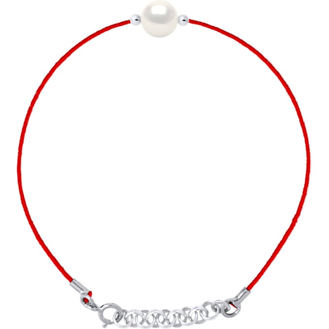 LOVE armband LINK zoetwaterparels Rond 9-10 mm White Nylon Red Link 925